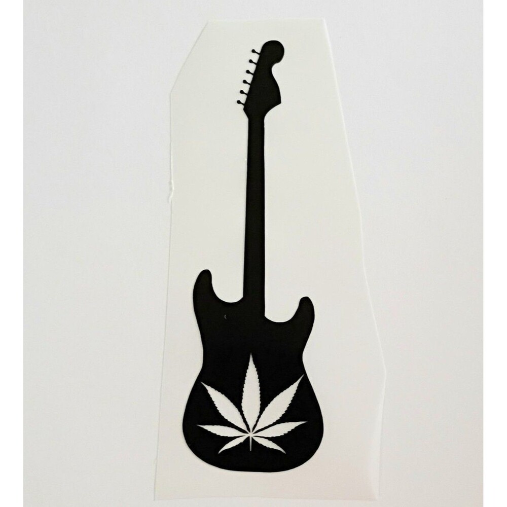 Guitar Vinyl Decal Funny stoner Sticker Car Window Laptop Decal 1.5 inch